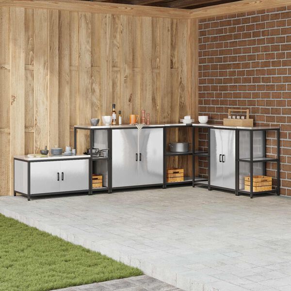 vidaXL Kuhinjsko skladi&scaron;tenje s policom Srebrno 60 x 50 x 92 cm Čelik