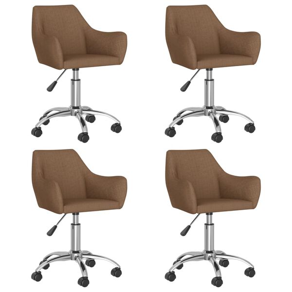 vidaXL Okretne blagovaonske stolice od tkanine 4 kom smeđe