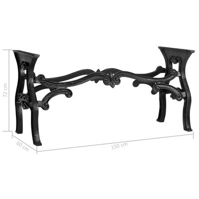 vidaXL Noge za blagovaonski stol 150 x 60 x 72 cm od lijevanog željeza