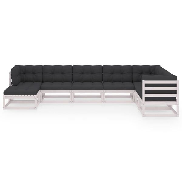 vidaXL 8-dijelna vrtna garnitura od masivne borovine s jastucima