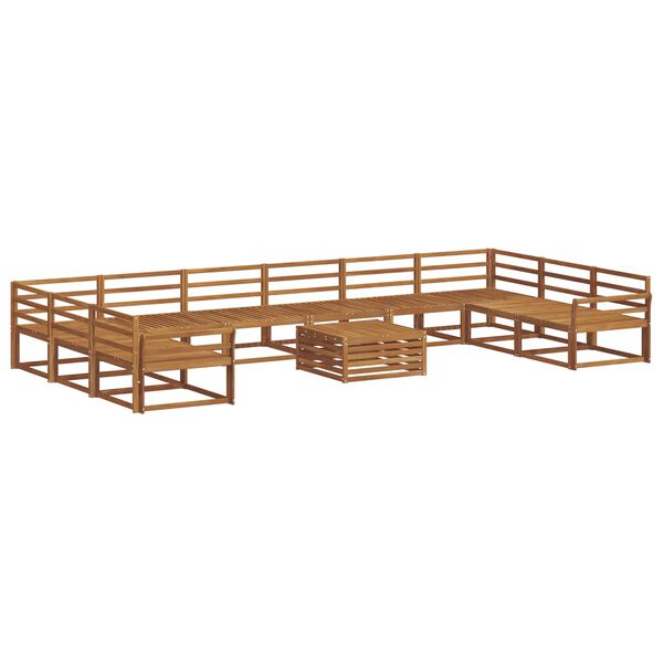 vidaXL Set vanjskih sofa 11 pcs Prirodna Čvrsto drvo akacije