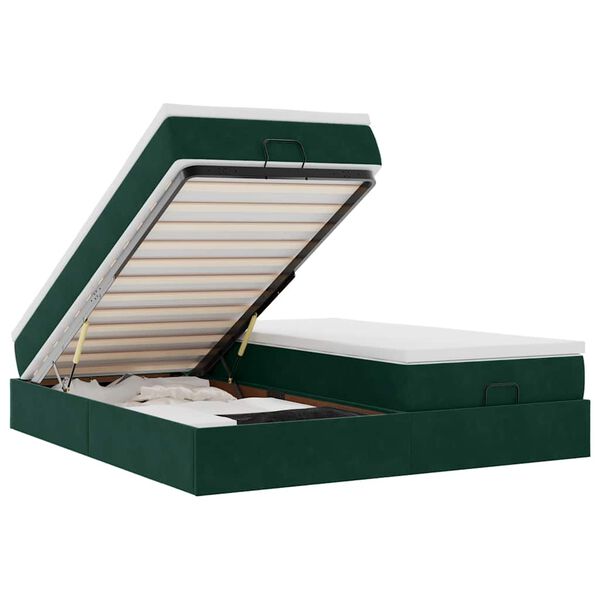 vidaXL Okvir kreveta s madracima tamnozeleni 200x200cm bar&scaron;unasti