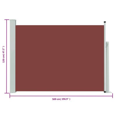 vidaXL Uvlačiva bočna tenda za terasu 120 x 500 cm smeđa