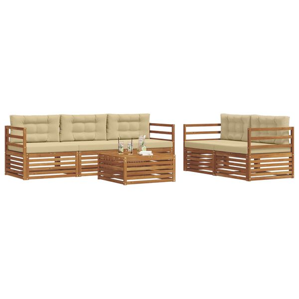 vidaXL Set vanjskih sofa s jastukom 6 pcs Prirodna i bež