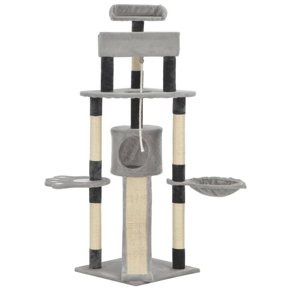 vidaXL Penjalica za mačke sa stupovima za grebanje siva 145 cm