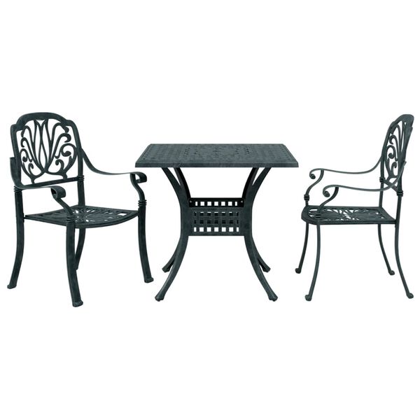 vidaXL 3-dijelni bistro set zeleni od lijevanog aluminija