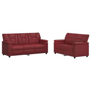 vidaXL Set sofe 2 pcs Vinska crvena Umjetna koža