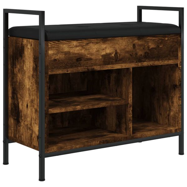 vidaXL Klupa za cipele boja dimljenog hrasta 65,5x32x57,5 cm drvena