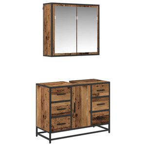 vidaXL Set namje&scaron;taja za kupaonicu 2 kom. Staro drvo 80 x 33 x 60 cm