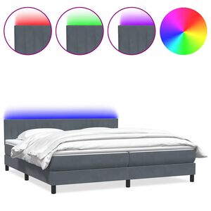 vidaXL Box Spring krevet s madracem i LED tamnosivi 180x220 cm bar&scaron;unasti
