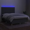 vidaXL Krevet box spring s madracem LED tamnosivi 140x190 cm tkanina