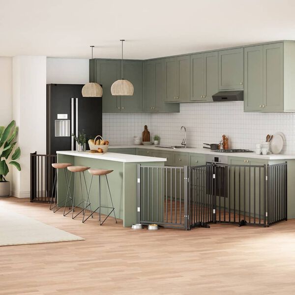 vidaXL Vrata za pse s vratašcima 8 panela sklopiva 640 cm drvo topole