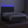 vidaXL Krevet box spring s madracem LED tamnosivi 140x200 cm tkanina