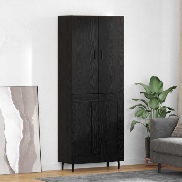 vidaXL Highboard 2 pcs Crni hrast Inženjerska drva i staklo