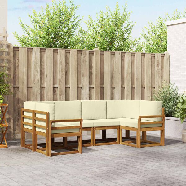 vidaXL Set vanjskih sofa s jastukom 6 pcs Prirodna i krem