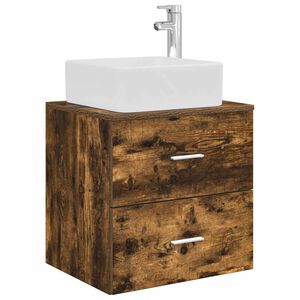 vidaXL Umivaonik s policom Dimljeni hrast 53 x 34,5 x 63 cm