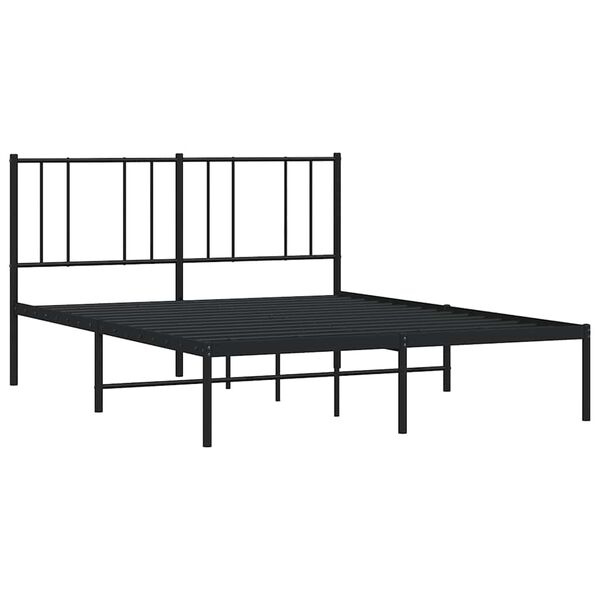 vidaXL Metalni okvir za krevet s uzglavljem crni 135x190 cm