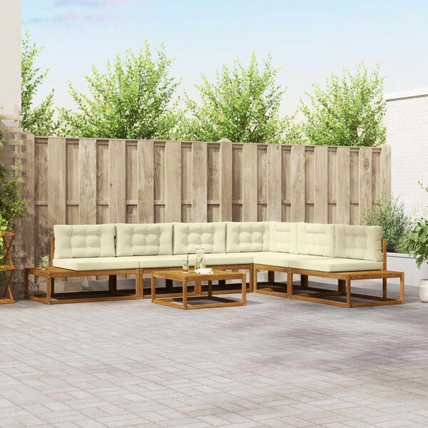 vidaXL Set vanjskih sofa 7 Komad Prirodna i krem