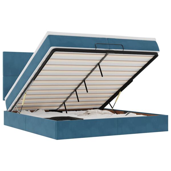 vidaXL Otomanski okvir kreveta s madracima plavi 200x200cm baršunasti