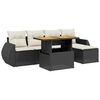vidaXL 6-dijelni set vrtnih sofa s jastucima crni od poliratana