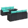 vidaXL 7-dijelni set vrtnih sofa od poliratana s jastucima crni bagrem
