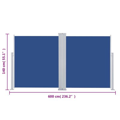 vidaXL Uvlačiva bočna tenda 140 x 600 cm plava