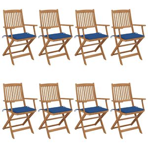 vidaXL Sklopive vrtne stolice s jastucima 8 kom masivno bagremovo drvo