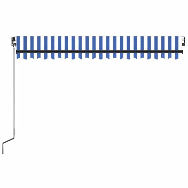 vidaXL Tenda na ručno uvlačenje s LED svjetlom 450x300 cm plavo-bijela