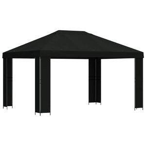 vidaXL Gazebo 4 &times; 3 m Crna Poliester i čelik 190 gsm