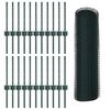 vidaXL Ograda s postovima Zelena 0,4 x 50 m Čelik i PVC