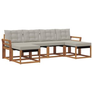vidaXL Set vanjskih sofa s jastukom 6 pcs Prirodna i svijetlo siva