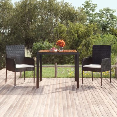 vidaXL Vrtni stol s drvenom pločom crni 90 x 90 x 75 cm od poliratana