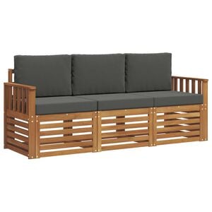 vidaXL Setovi sofa 3 pcs Prirodna i antracit Čvrsto drvo akacije