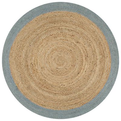 vidaXL Ručno rađeni tepih od jute s maslinastozelenim rubom 90 cm