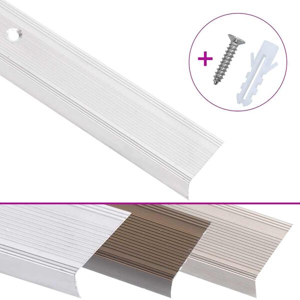 vidaXL Rubnjaci za stepenice L-oblik 15 kom aluminijski 100 cm srebrni