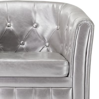 vidaXL Fotelja od umjetne kože s osloncem za noge srebrna