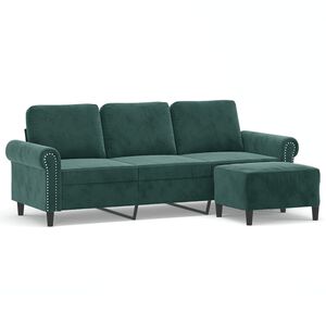 vidaXL Trosjed s tabureom tamnozeleni 180 cm bar&scaron;unasti