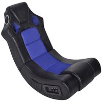 vidaXL Stolica za ljuljanje s glazbom crno-plava od umjetne kože