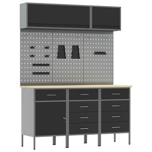 vidaXL Set radnih ormarića s ladicama s pohranom 8 pcs Crna