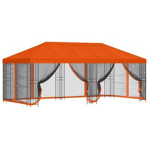 vidaXL Paviljon s bočnim stranama 6 x 3 m Narančasta Poliester i čelik