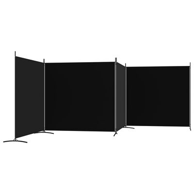vidaXL Sobna pregrada s 4 panela crna 698 x 180 cm od tkanine