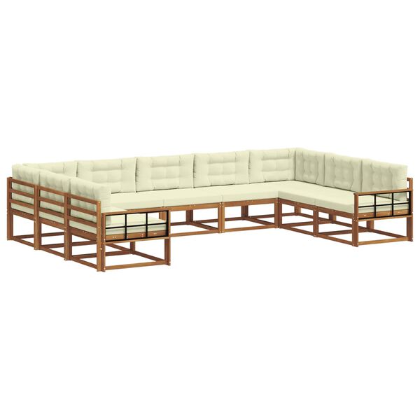 vidaXL Set vanjskih sofa s jastukom 9 pcs Prirodna i krem