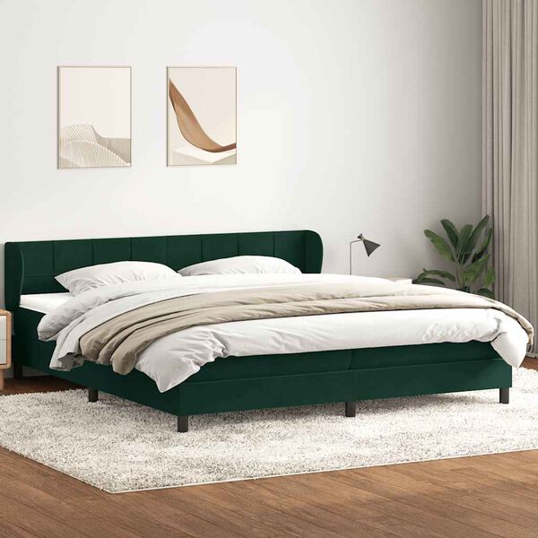 vidaXL Box Spring krevet s madracima tamnozeleni 200x210 cm bar&scaron;un