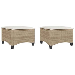 vidaXL Vrtni tabure s jastucima 2 kom bež 55x55x36 cm poliratan