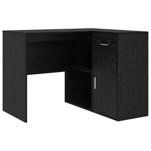vidaXL Kutni stol s ladicama s policom Crni hrast 102 x 88 x 75 cm