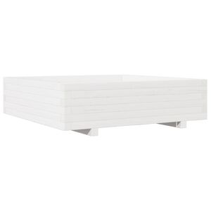 vidaXL Vrtna sadilica bijela 90x90x26,5 cm od masivne borovine