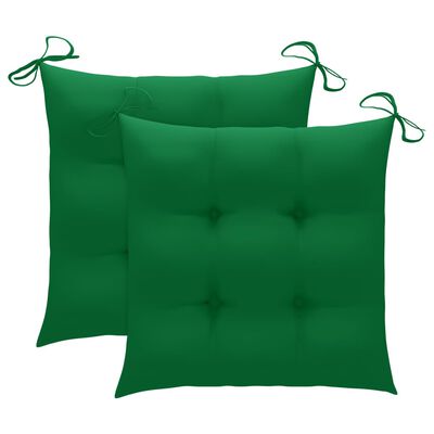 vidaXL Stolice Batavia sa zelenim jastucima 2 kom od masivne tikovine