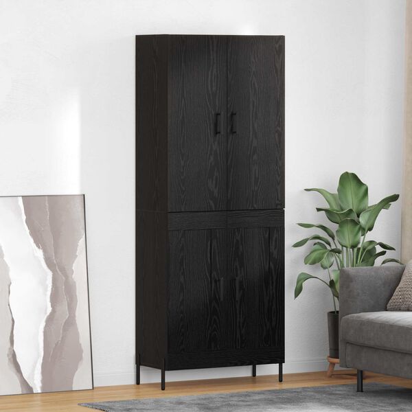 vidaXL Highboard Zidne Crni hrast 69,5 x 34 x 180 cm Konstruirano drvo