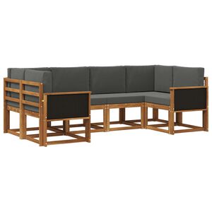 vidaXL Set vanjskih sofa 6 pcs Prirodna i antracit Čvrsto drvo akacije