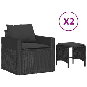 vidaXL 4-dijelni set vrtnih sofa od poliratana s jastucima crni
